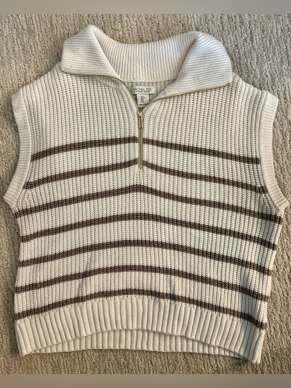 Knit Zip-Neck Sleeveless Top